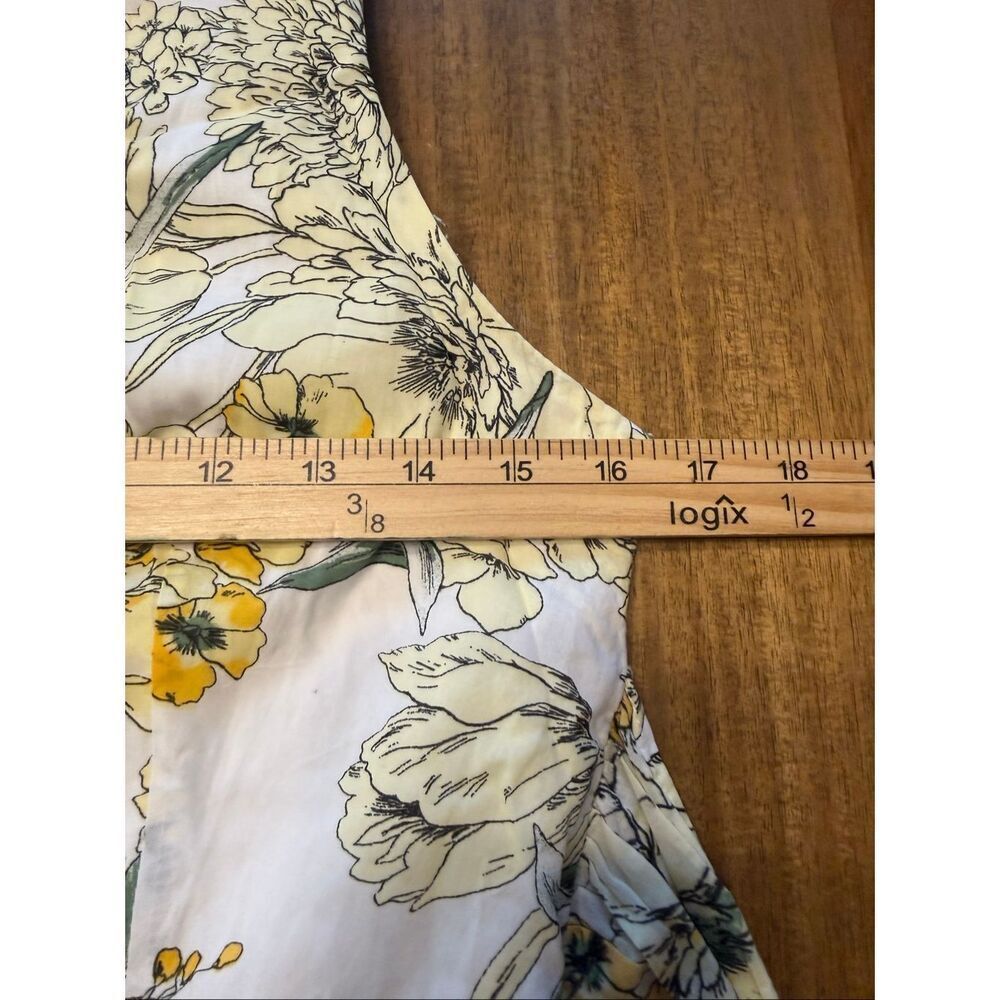 Chetta B Womens Sleeveless Floral Print Button Front A Line Dress Yellow Size 4 - Picture 6 of 7